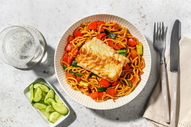 Filet de pangasius & nouilles aux fèves de soja noir