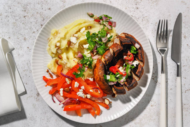 Portobello 'Steaks' with Chimichurri & Greek-Style Cheese 