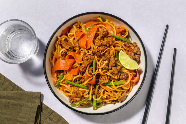 Yellow Thai Style Peanut Beef Noodles