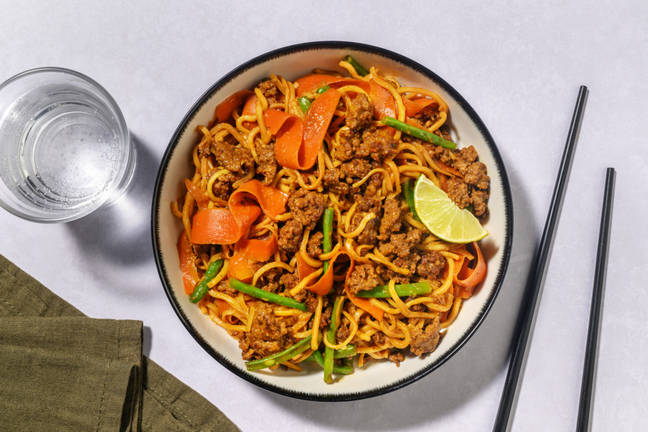 Yellow Thai Style Peanut Beef Noodles