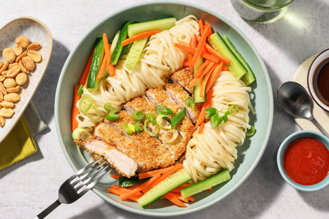 Sesam-svineschnitzel og udonnudler