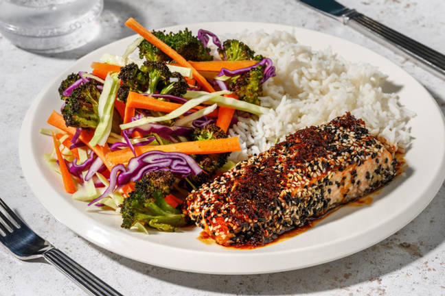 Sesampanert ørret og teriyakisaus