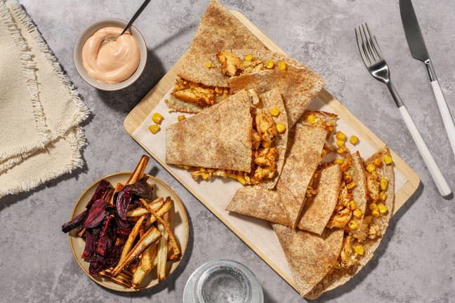 Quesadillas med kyckling och cheddar