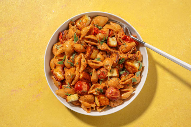 Halloumi- og cherrytomatpasta