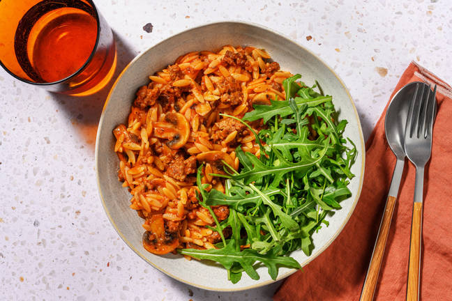 Easy Beef Bolognese Orzo
