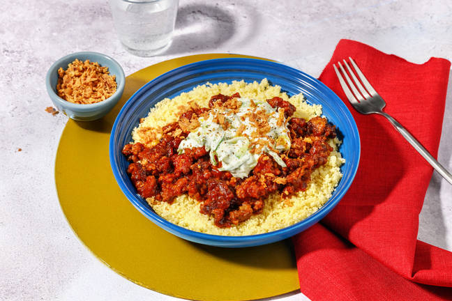 Super Quick Curried Beef Couscous Bowl