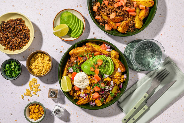 Mexi-kartofler og vegetariske toppings | Byg selv