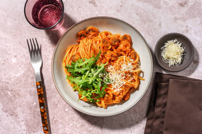 Herby Sausage Spaghetti Bolognese
