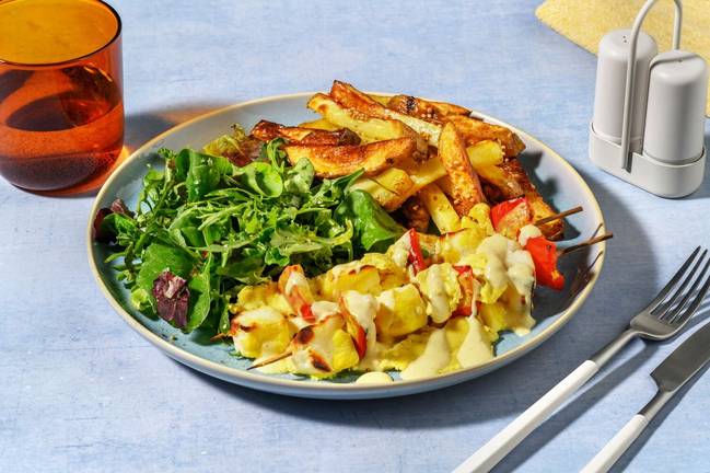 Korma Spiced Paneer and Pepper Skewers