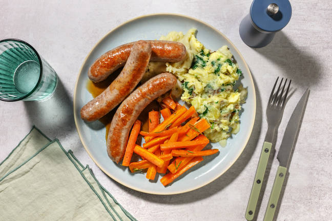 Pork Sausages and Rustic Mash