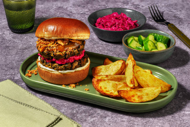 Gujarati Style Bean Patty Pav and Beetroot Raita
