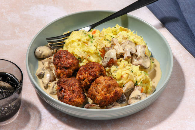 Cheesy Meatballs and Creamed Mushrooms