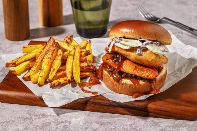 BBQ Chicken Burger & Onion Chutney