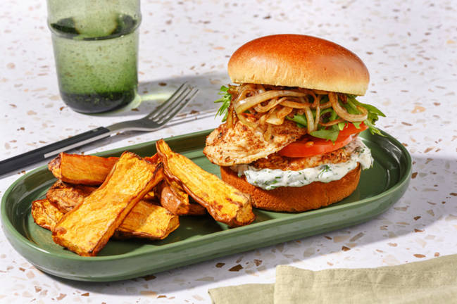 Aussie-Spiced Chicken & Sticky Onion Burger