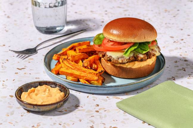 Classic Pork Cheeseburger & Tangy Sauce
