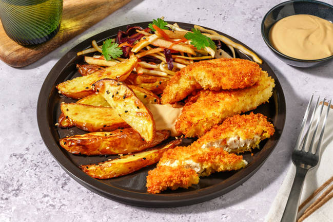 Spiced Crumbed Chicken & Sesame Wedges