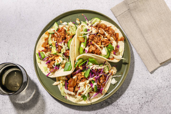 Teriyaki Pork & Pea Slaw Tacos