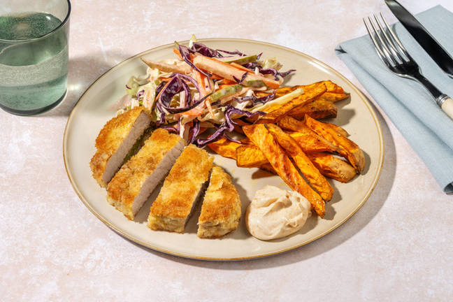Spiced Pork Schnitzel & Sweet Potato Fries