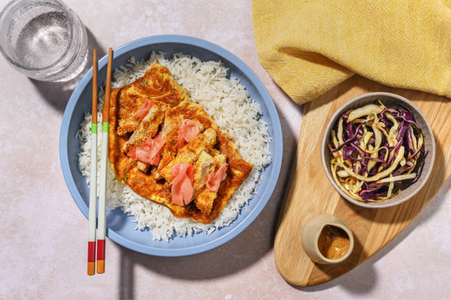 Crumbed Chicken Katsudon & Herby Omelette