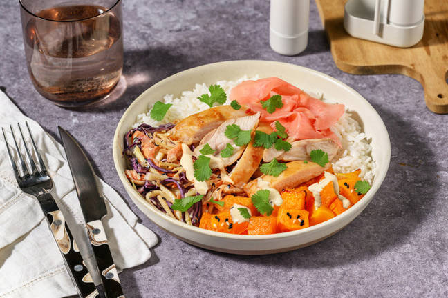 Japanese Baked Chicken & Garlic Rice Bowl
