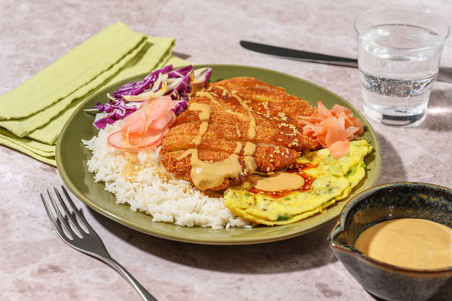Crumbed Chicken Katsudon & Herby Omelette