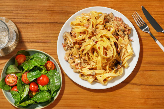 Creamy Bacon & Mushroom Fettuccine