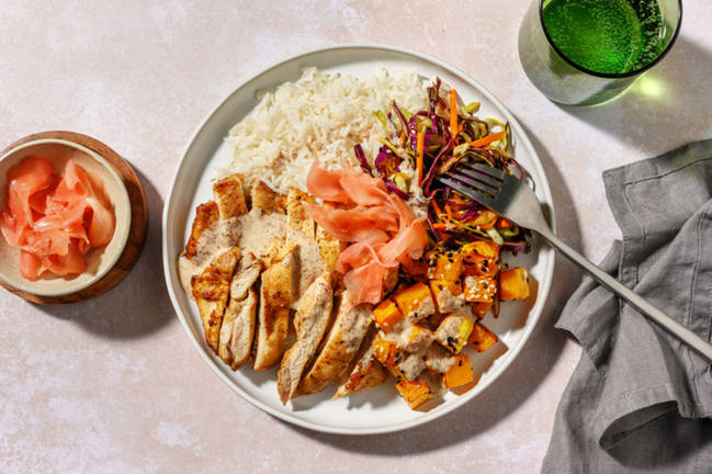 Grilled Sesame Chicken Poke Rice Bowl