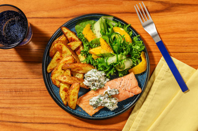 Easy Baked Salmon & Herby Caper Mayo