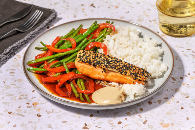 Sesame-Crusted Salmon & Ginger Veggies