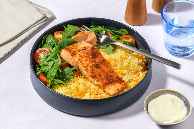 Sticky Chermoula Salmon & Garlic Yoghurt