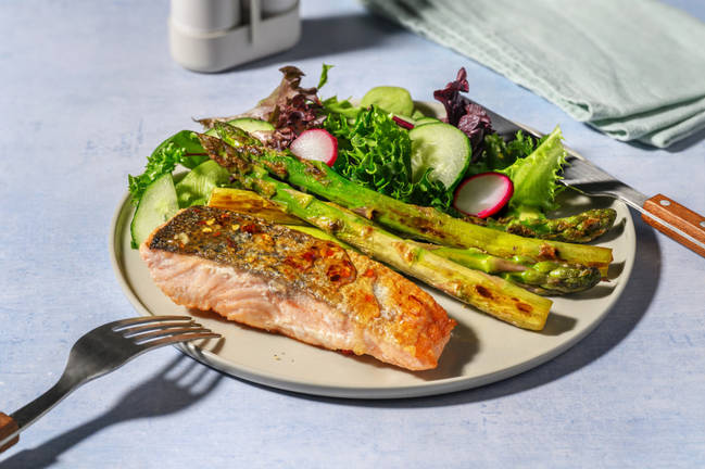 Hot Honey Salmon & Sautéed Asparagus