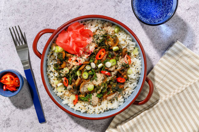 Honey-Miso Mushroom & Kale Rice Bowl