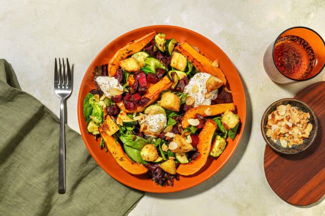 Garlicky Pumpkin Salad & Fetta Yoghurt