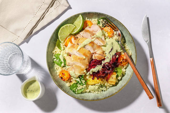 Garlicky Chicken & Root Veggie Couscous