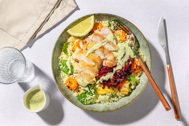 Garlicky Chicken & Root Veggie Couscous