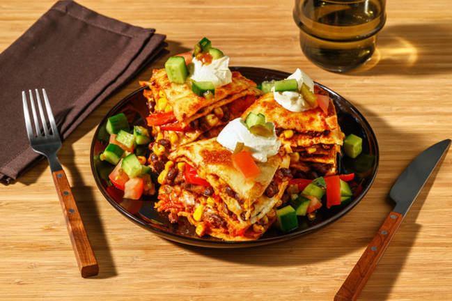 Fiery Black Bean Tortilla Stack