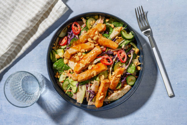 Quick Sticky Sweet Chilli Pork Slaw Bowl