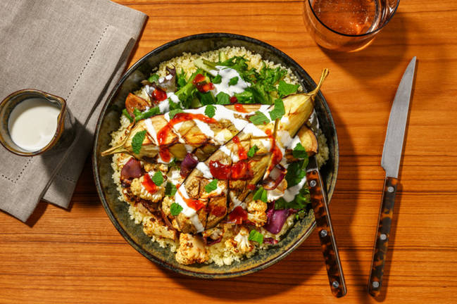 Roast Eggplant & Cauliflower Couscous Bowl