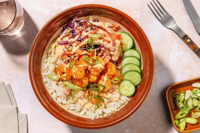 Firecracker Shrimp and Toasted Sesame Rice Bowls