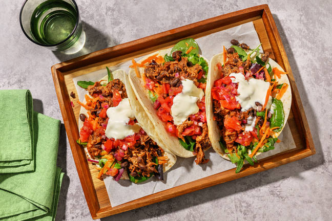 Beef Brisket & Refried Black Bean Tacos