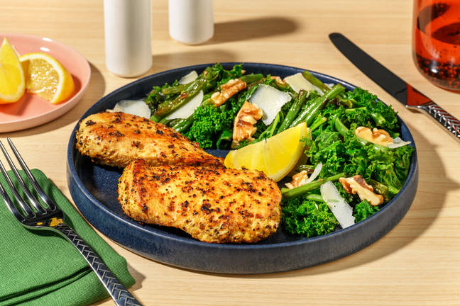 Lemon Pepper Chicken & Garlicky Kale Toss