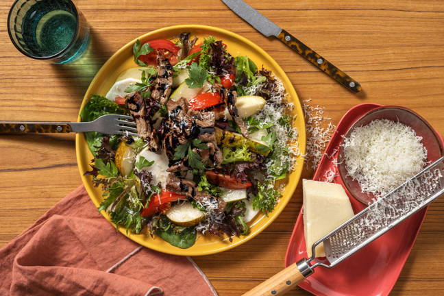 Balsamic-Glazed Beef Strips & Tomato Salad