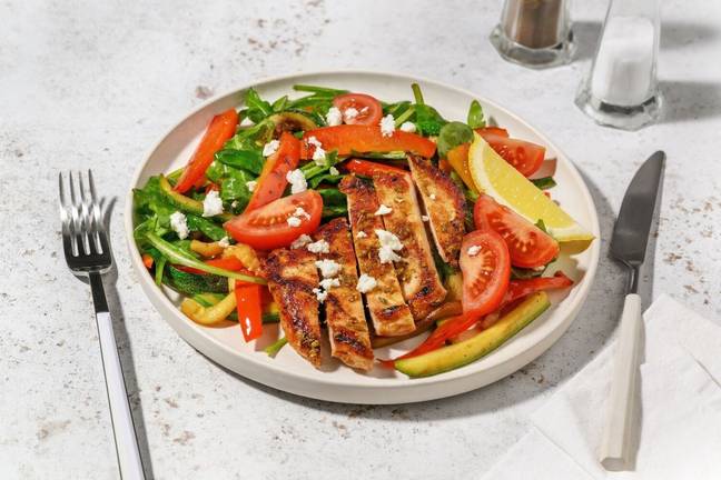 Lemon-Oregano Pork & Charred Veggie Salad