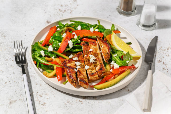 Lemon-Oregano Pork & Charred Veggie Salad