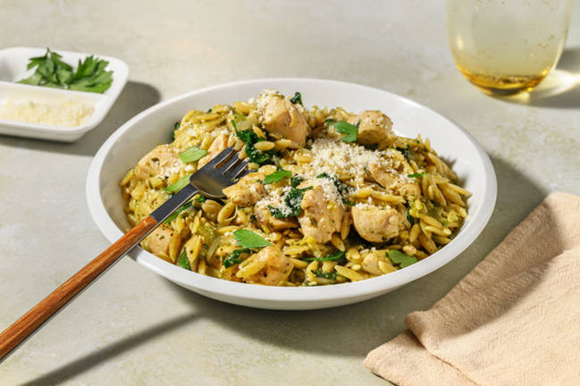 One-Pan Chicken, Pesto & Leek Risoni