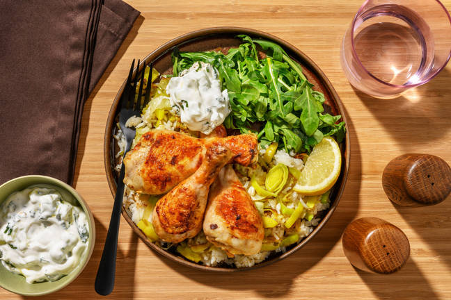 Mediterranean Chicken & Leek Rice Bake