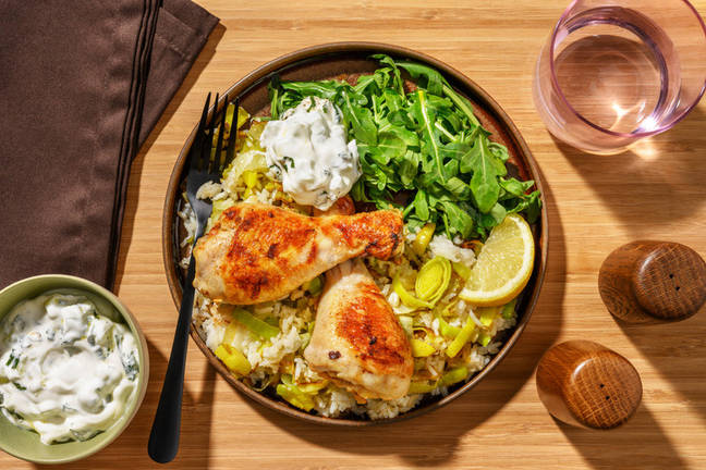 Mediterranean Chicken & Leek Rice Bake