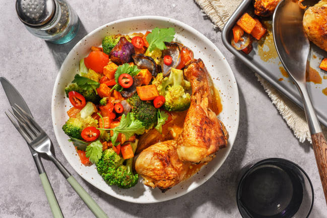 Ginger-Soy Chicken & Rainbow Veg Traybake