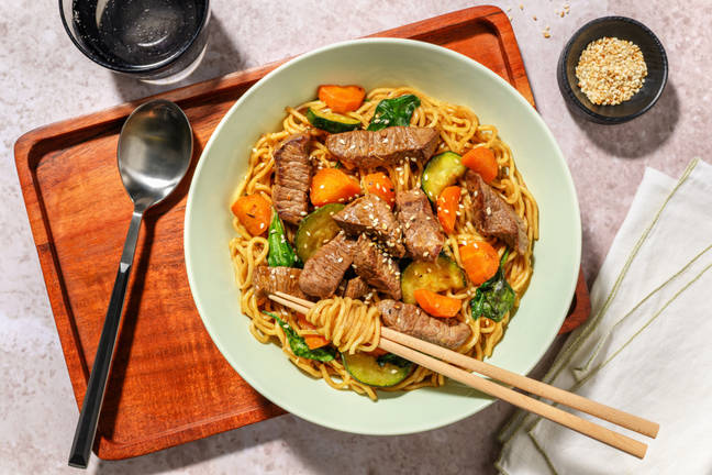 Beef Lo Mein Udon Noodle Stir-Fry