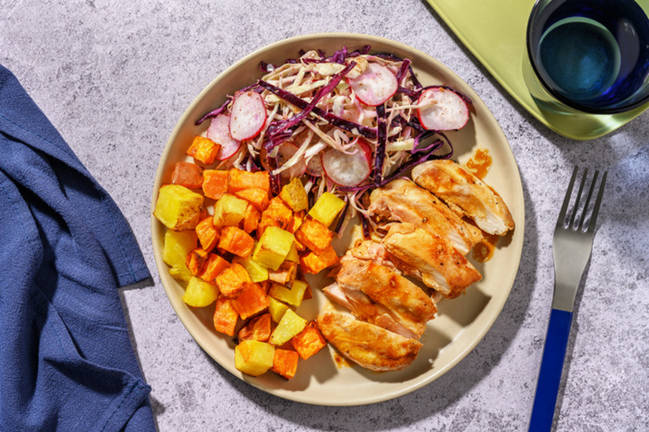 Baked Sweet-Soy Chicken & Root Veggies